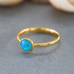 Load image into Gallery viewer, 14K Solid Gold Blue Opal Ring DT1