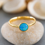 Load image into Gallery viewer, 14K Solid Gold Blue Opal Ring DT1