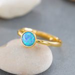 Load image into Gallery viewer, 14K Solid Gold Blue Opal Ring DT1