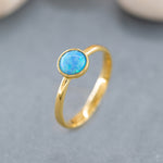 Load image into Gallery viewer, 14K Solid Gold Blue Opal Ring DT1