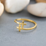 Load image into Gallery viewer, 14K Solid Gold Cross Ring Y133