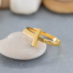 Load image into Gallery viewer, 14K Solid Gold Cross Ring Y155