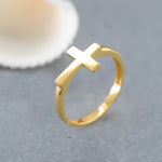 Load image into Gallery viewer, 14K Solid Gold Cross Ring Y155