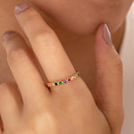 Load image into Gallery viewer, 14K Solid Gold Cubic Zirconia Ring Y144