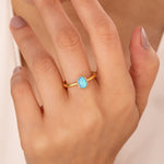 Load image into Gallery viewer, 14K Solid Gold Blue Opal Ring DT2