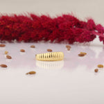 Load image into Gallery viewer, 14k Solid Gold Croissant Dome Ring Y278