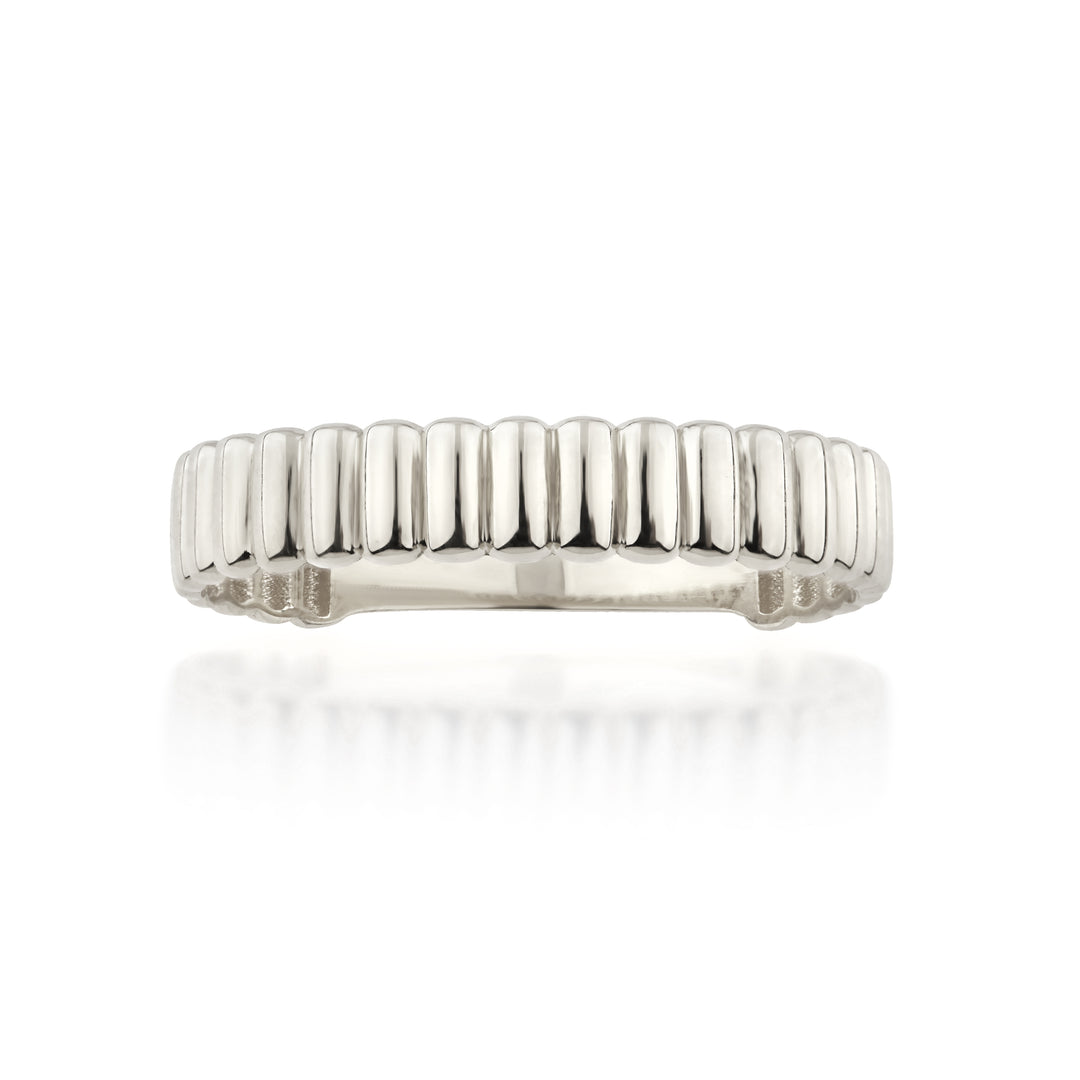 14K Solid Gold Vertical Lines Band Ring Y341