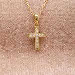 Load image into Gallery viewer, 14K Solid Gold Tiny Cross Necklace K45