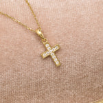 Load image into Gallery viewer, 14K Solid Gold Tiny Cross Necklace K45