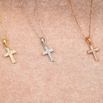 Load image into Gallery viewer, 14K Solid Gold Tiny Cross Necklace K45