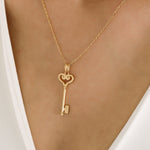 Load image into Gallery viewer, 14K Solid Gold Key Love Necklace K59