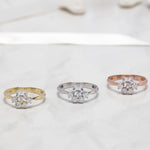 Load image into Gallery viewer, 14K Solid Gold Heart Flower Ring T11