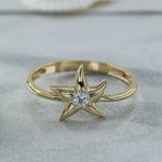 Load image into Gallery viewer, 14K Solid Gold Starfish Ring Y68