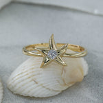 Load image into Gallery viewer, 14K Solid Gold Starfish Ring Y68