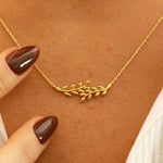 Load image into Gallery viewer, 14K Solid Gold Olive Leaf Necklace K134