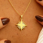 Load image into Gallery viewer, 14K Solid Gold North Star Necklace K145