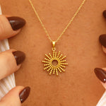 Load image into Gallery viewer, 14K Solid Gold Sun Necklace K146