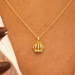 Load image into Gallery viewer, 14K Solid Gold Crown Necklace K160