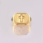Load image into Gallery viewer, 14K Solid Gold Men Cross Ring EY28