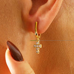 Load image into Gallery viewer, 14K Solid Gold Cross Earrings E30