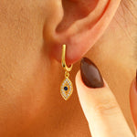 Load image into Gallery viewer, 14K Solid Gold Evil Eye Earrings E28