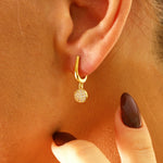 Load image into Gallery viewer, 4K Solid Gold Pave Ball Earrings E27