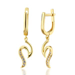 Load image into Gallery viewer, 14K Solid Gold Hoop Wave Earrings E25