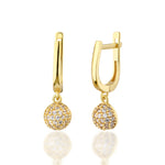 Load image into Gallery viewer, 4K Solid Gold Pave Ball Earrings E27