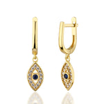 Load image into Gallery viewer, 14K Solid Gold Evil Eye Earrings E28