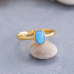 Load image into Gallery viewer, 14K Solid Gold Blue Opal Ring DT2