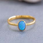 Load image into Gallery viewer, 14K Solid Gold Blue Opal Ring DT2