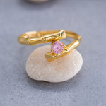 Load image into Gallery viewer, 14K Solid Gold Bamboo Ring T19