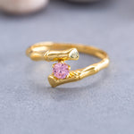 Load image into Gallery viewer, 14K Solid Gold Bamboo Ring T19