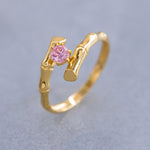 Load image into Gallery viewer, 14K Solid Gold Bamboo Ring T19