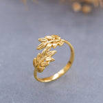 Load image into Gallery viewer, 14K Solid Gold Olive Leaf Ring Y156