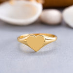 Load image into Gallery viewer, 14K Solid Gold Heart Signet Ring Y140