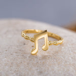 Load image into Gallery viewer, 14K Solid Gold Musical Note Ring Y164