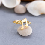 Load image into Gallery viewer, 14K Solid Gold Musical Note Ring Y164