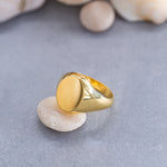 Load image into Gallery viewer, 14K Solid Gold Oval Signet Ring Y171