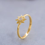 Load image into Gallery viewer, 14K Solid Gold Sun Ring Y139