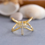 Load image into Gallery viewer, 14K Solid Gold Cross Ring Y135