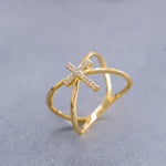 Load image into Gallery viewer, 14K Solid Gold Cross Ring Y135
