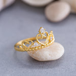 Load image into Gallery viewer, 14K Solid Gold Heart Crown Ring Y146
