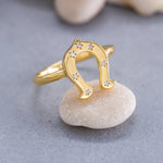 Load image into Gallery viewer, 14K Solid Gold Horsehoe Ring Y172