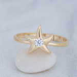 Load image into Gallery viewer, 14K Solid Gold Starfish Ring Y68