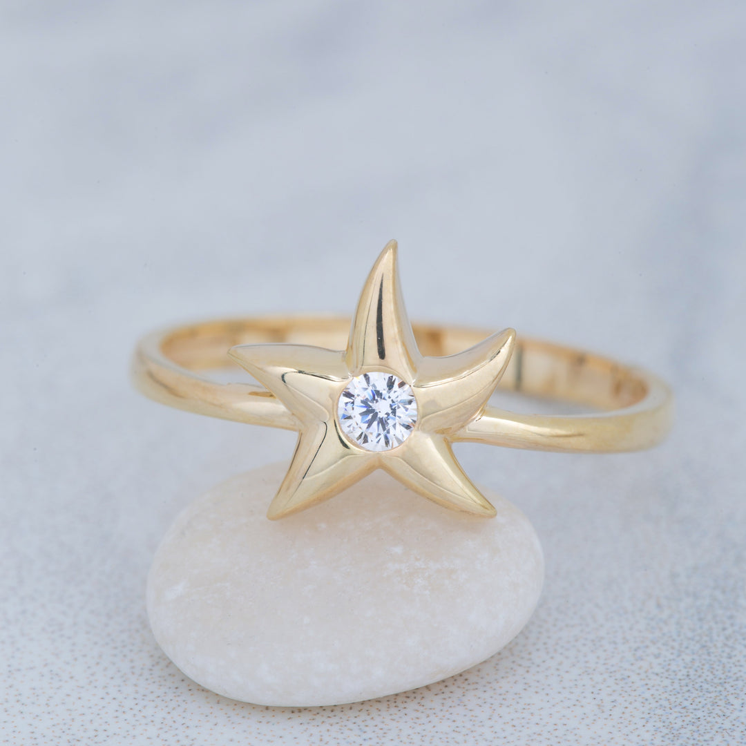 14K Solid Gold Starfish Ring Y68