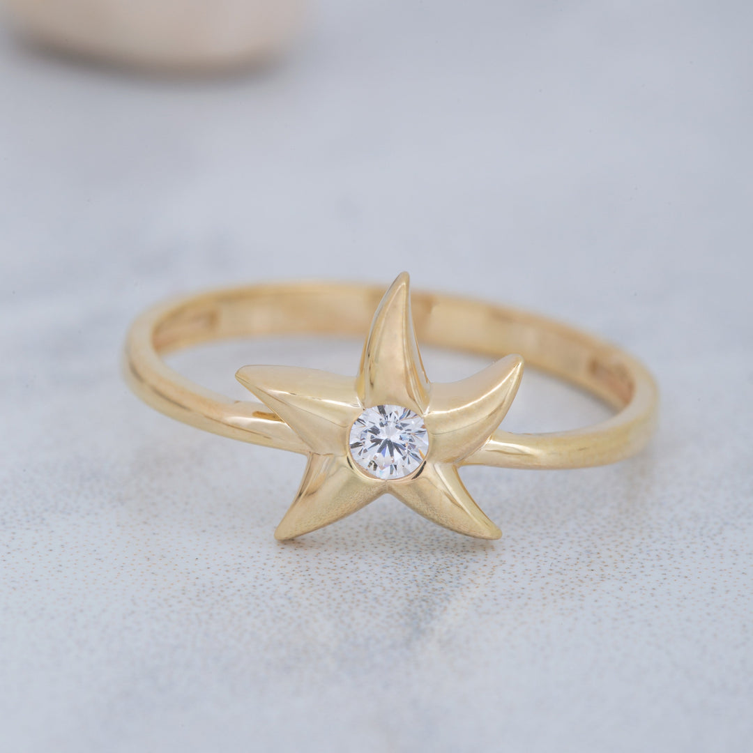 14K Solid Gold Starfish Ring Y68