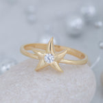 Load image into Gallery viewer, 14K Solid Gold Starfish Ring Y68