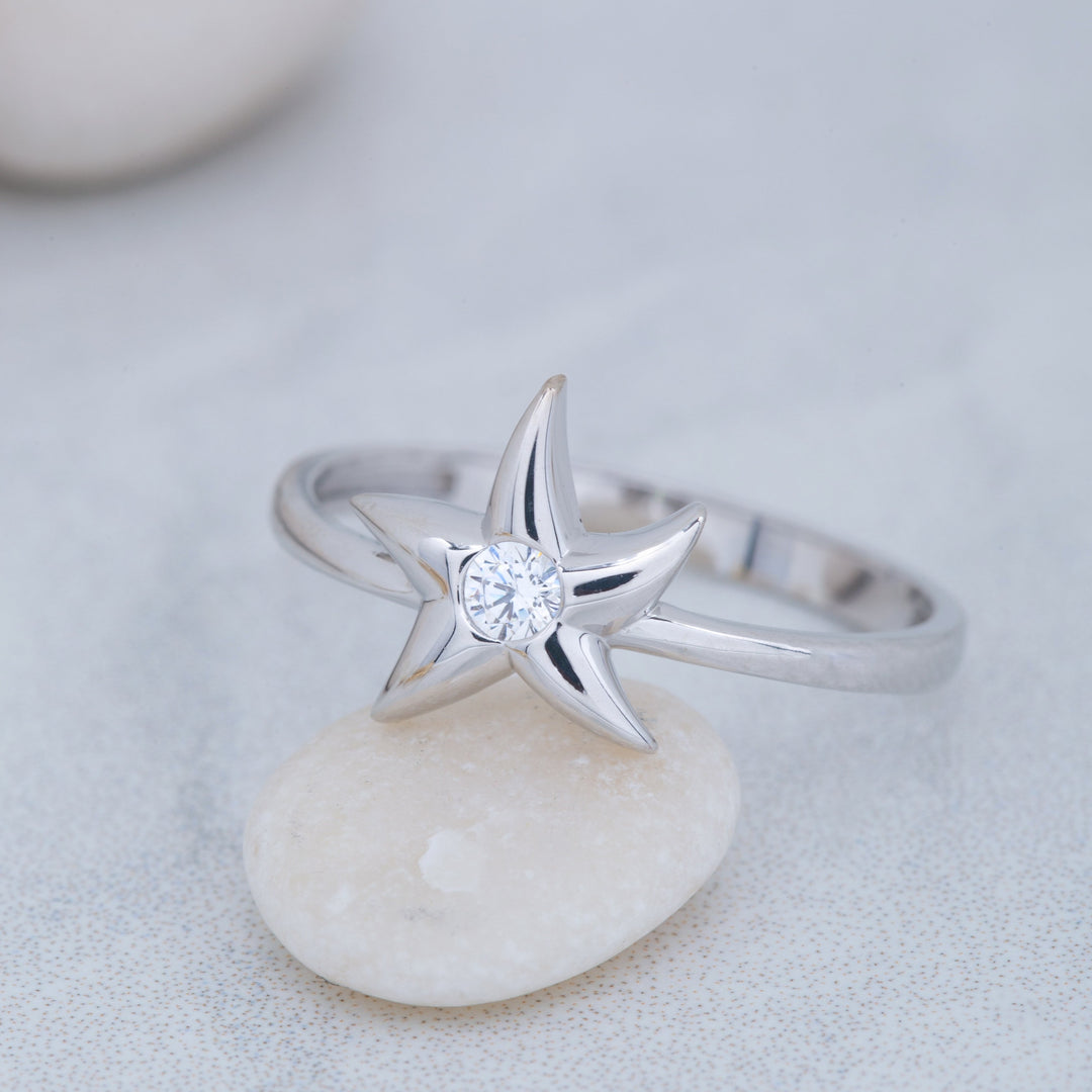 14K Solid Gold Starfish Ring Y68