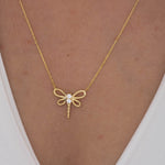 Load image into Gallery viewer, 14K Solid Gold Dragonfly Necklace K71